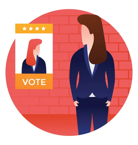 Elección Mujer Candidato Plano Icono Diseño — Archivo Imágenes Vectoriales