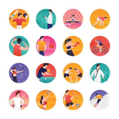 Bu göz alıcı renkli spor ve Olimpiyat düz vektörel çizimler paketi kolayca vektörel çizimler görebilirsiniz düzeltmek ve ilgili alanını kullanır. Bu paketi kapmak ve ilgili proje içinde kullanmak.