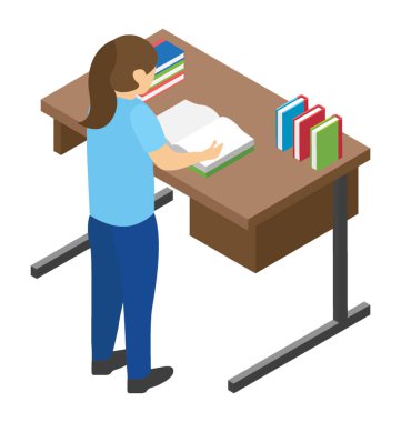 Kitaplık, okuma köşe tasarımını düz simgesi