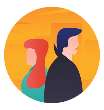 Halloween çift kavramı, düz simgesi tasarım