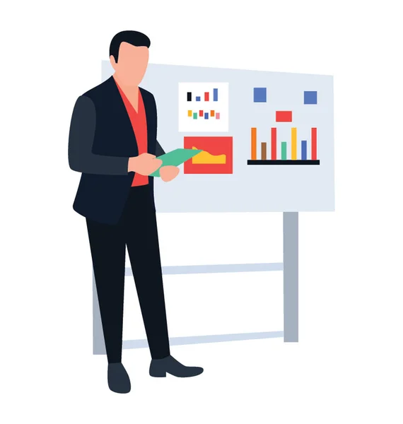 Business Presentation Flat Icon Design — Stock Vector