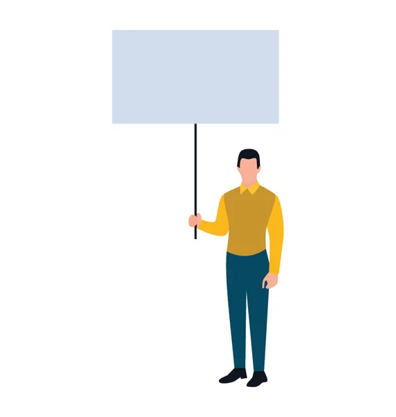 Επίπεδη Εικόνα Σχεδιάζω Κρατώντας Πλακάτ Σύμβολο Διαμαρτυρίας — Διανυσματικό Αρχείο