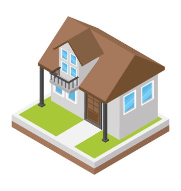 Bir evin izometrik simgesi 