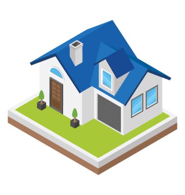 Bir evin izometrik simgesi 