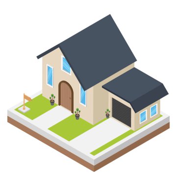 Bir evin izometrik simgesi 