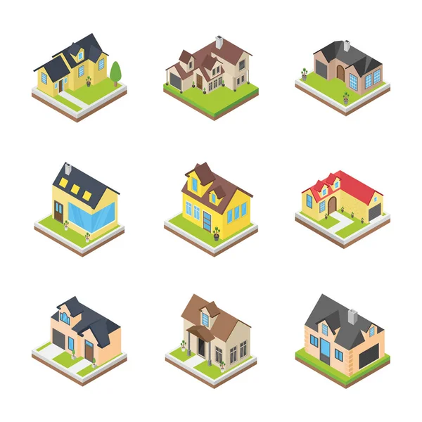 Voici Pack Maisons Bâtiments Conçus Pour Représenter Manière Exquise Les — Image vectorielle