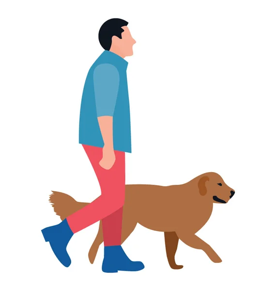 Mascota Caminar Plano Icono Diseño — Vector de stock