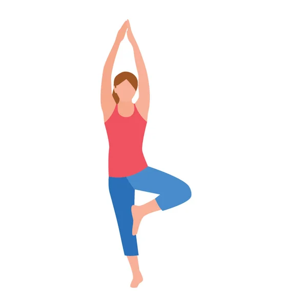 Flache Ikone Design Des Trainierenden Mädchens Yoga — Stockvektor