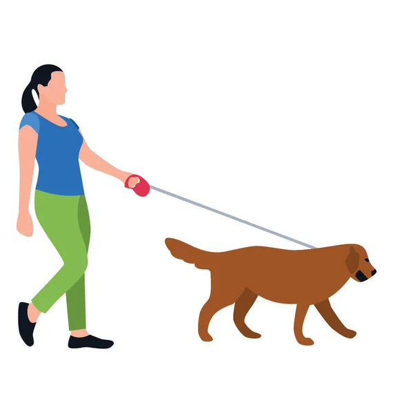 Pet Walk Icône Plate Design — Image vectorielle