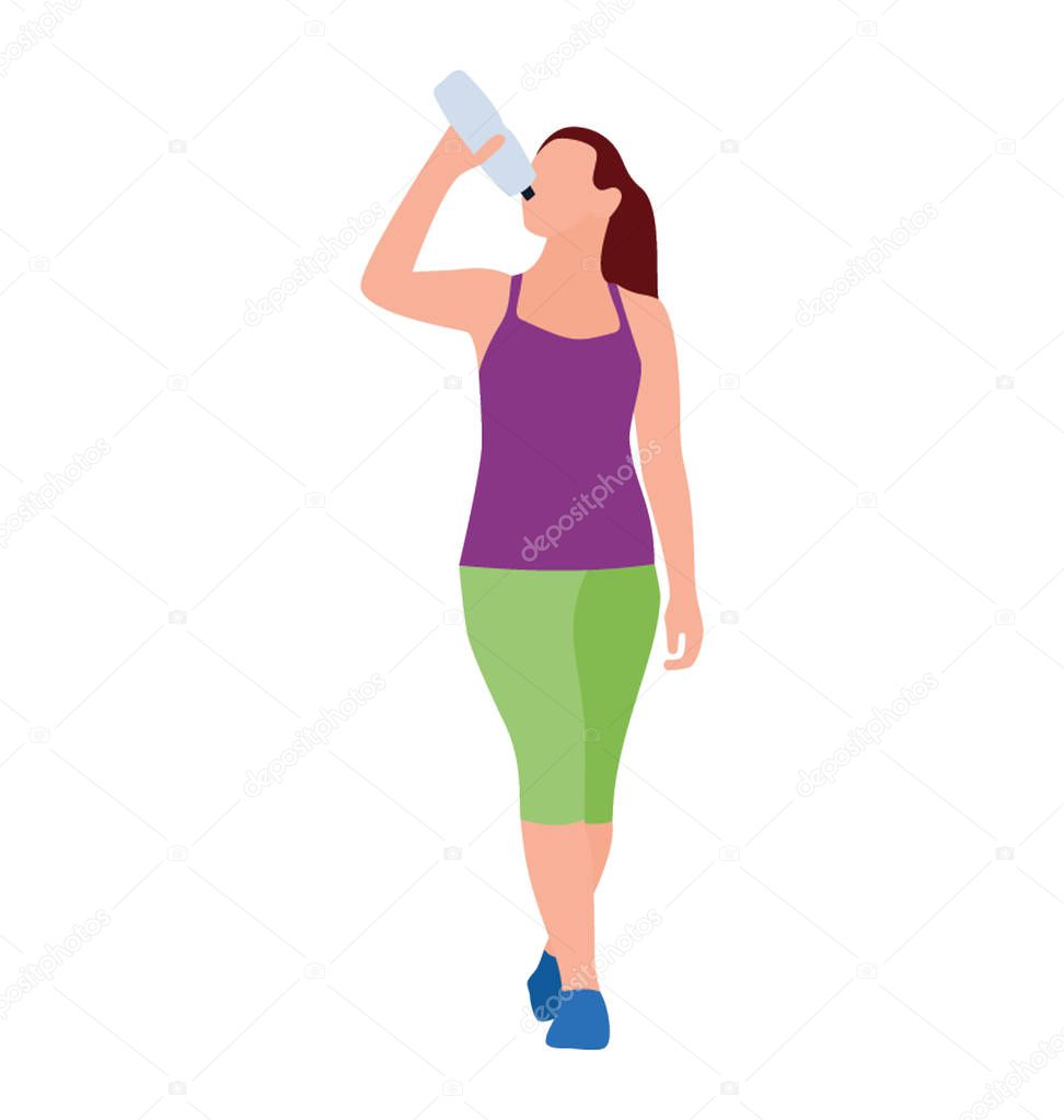 Girl drinking water flat icon design 