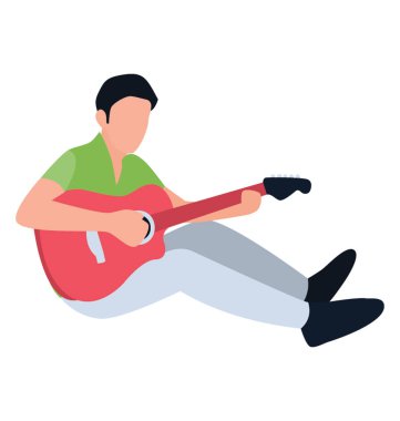 Gitarist düz simgesi tasarım, müzik öğrenci 