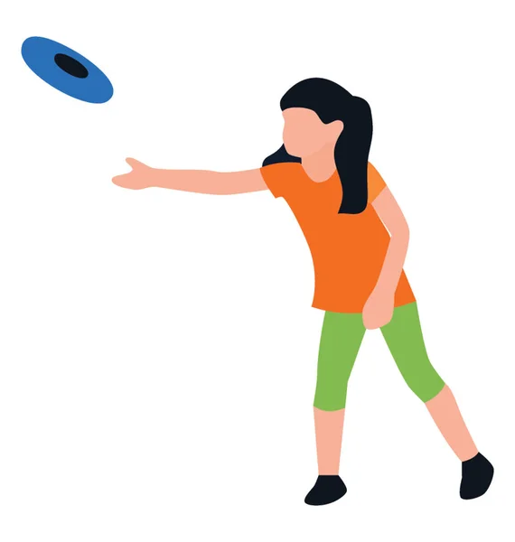 Frisbee Playing Flat Icon Design — Stock Vector