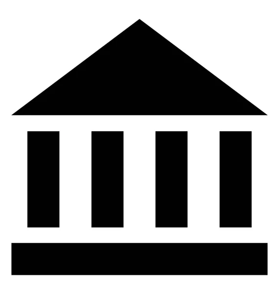 Bâtiment Bancaire Glyphe Icône — Image vectorielle