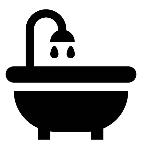 Bathtub Shower Glyph Icon — Stock Vector