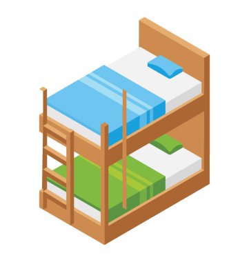 Çift güverte yatak izometrik simgesi tasarım 