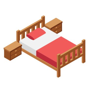 Otel yatak izometrik simgeler 