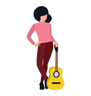 Kadın gitarist, düz karakter