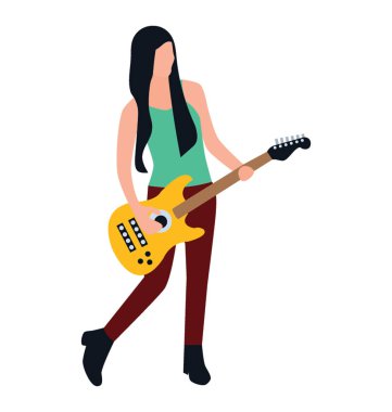 Düz karakter, gitar çalmak kadın