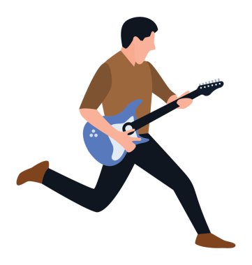 Düz karakter, gitar çalmak erkek.