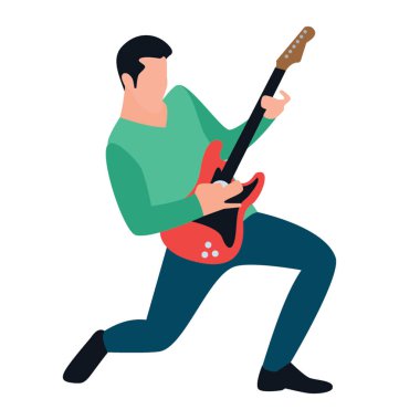 Düz karakter, gitar çalmak erkek.