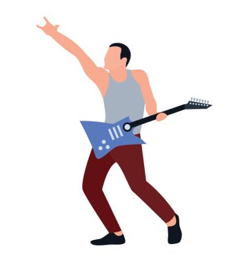 Düz karakter, adam gitar çalmak