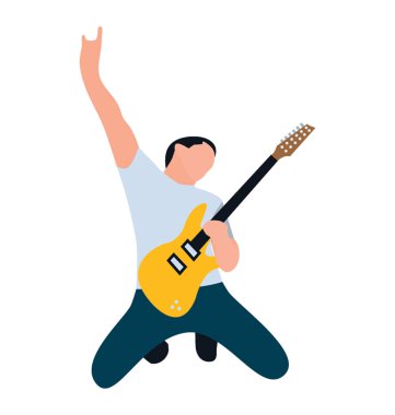 Düz karakter karakter, gitar çalmak erkek