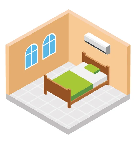 Hotelzimmer Isometrisches Icon Design Zimmerreservierung — Stockvektor