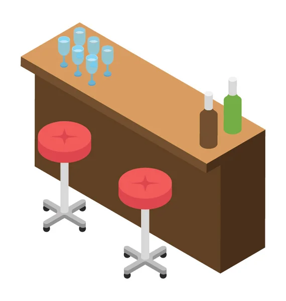 Drink Corner Isometric Icon Design — Stock Vector