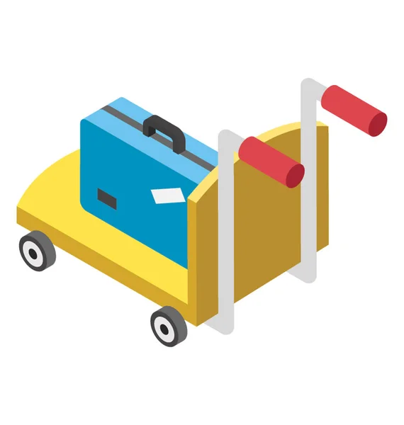 Waiters Trolley Isometric Icon Design Luggage Trolley Vector Icon — Stock Vector