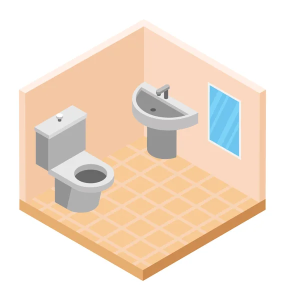 Hotel Washroom Isometric Icon Design — Stock Vector