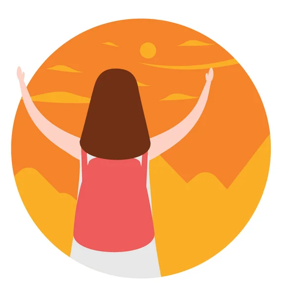 Ilustración Plana Que Representa Una Chica Disfrutando Picnic — Vector de stock