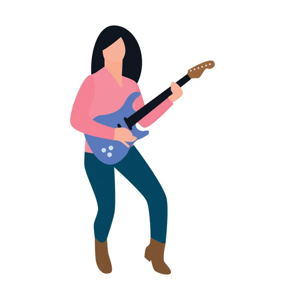 Karakter Datar Bintang Rock Perempuan - Stok Vektor