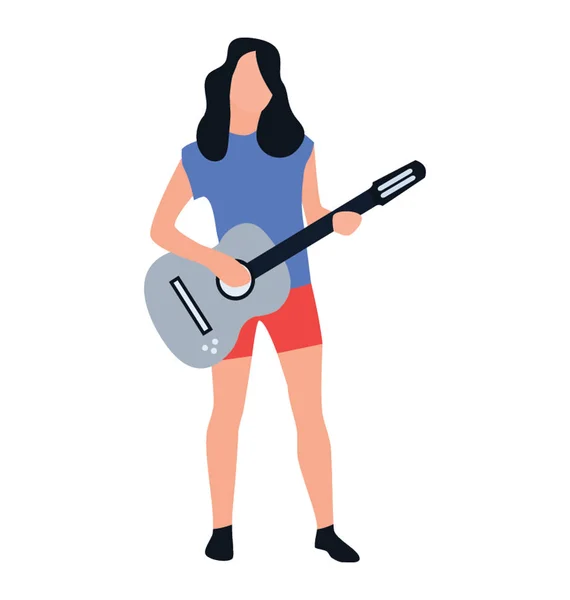 Personagem Plana Guitarrista Feminina — Vetor de Stock
