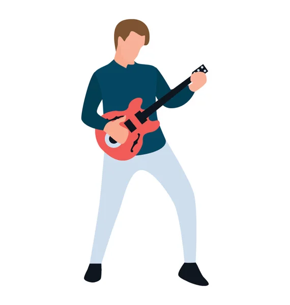 Personagem Plano Homem Tocando Guitarra — Vetor de Stock