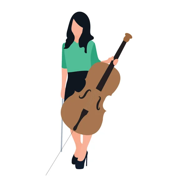 Guitariste Féminine Personnage Plat — Image vectorielle