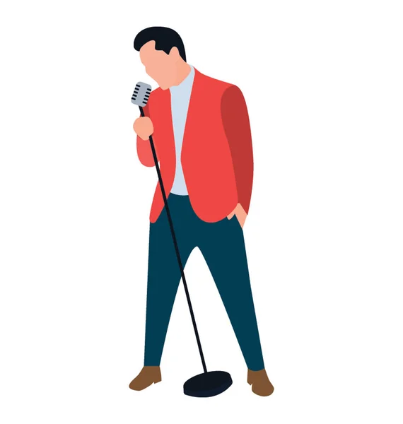 Male Musician Flat Character — Stock Vector