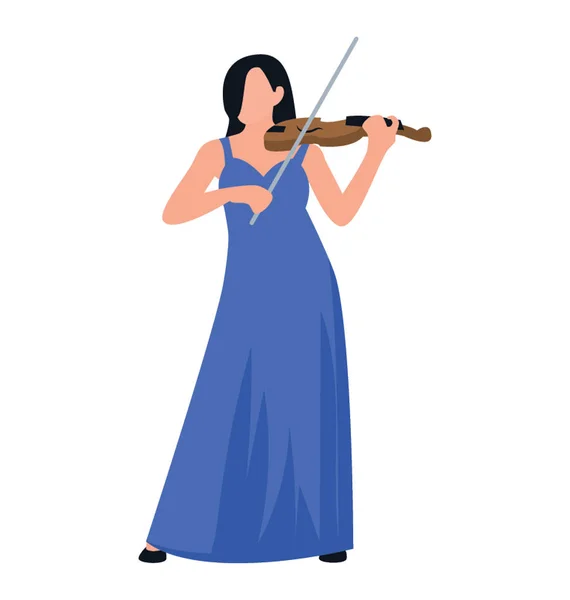 Female Playing Orchestra Flat Character — Stock Vector