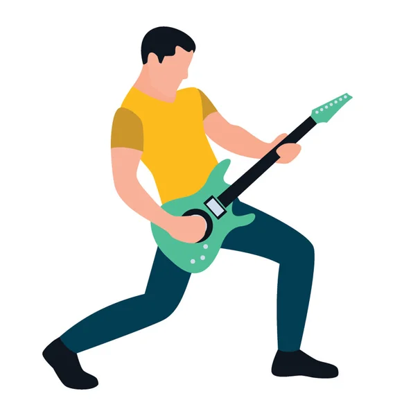 Caractère Plat Guitariste Masculin — Image vectorielle
