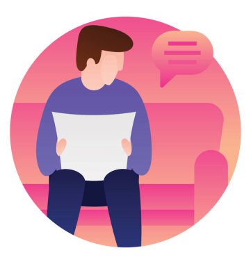 Düz yuvarlak simge kavramında gazete okuma