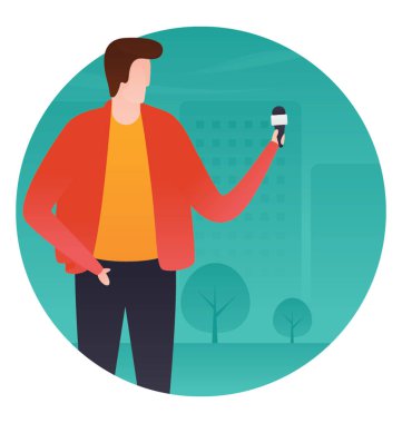 Male muhabir, düz yuvarlak tutturucu simgesini