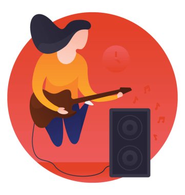 müzisyen, rockstar düz simgesi yuvarlanır.