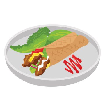 Tortilla rulo, düz vektör simgesi.