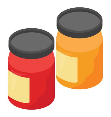 Düz izometrik simgesi, reçel kavanozu.