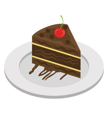 Düz simgesi tasarım bir kek parçasının.