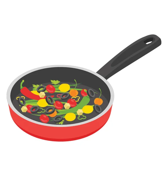 Sartén Cocina Icono Isométrico Plano — Vector de stock