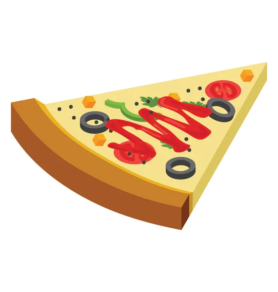 Isometric Icon Pizza Slice — Stock Vector