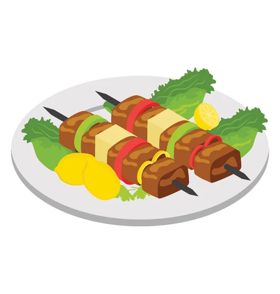 Flat Isometric Icon Barbeque Stick — Stock Vector