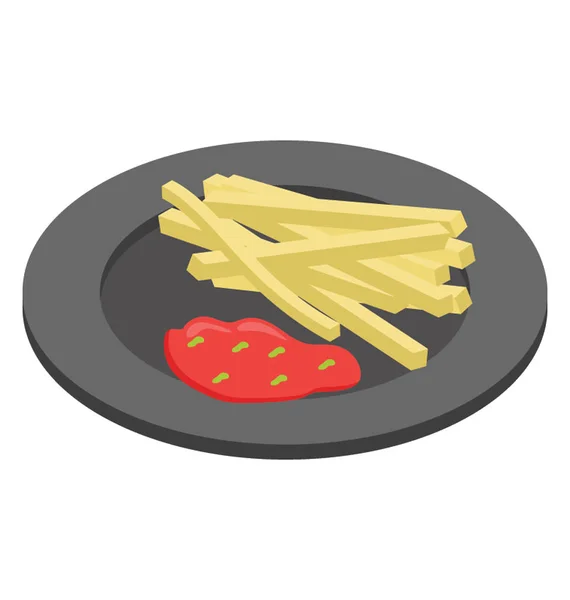 Potatis Frites Med Tomatketchup — Stock vektor