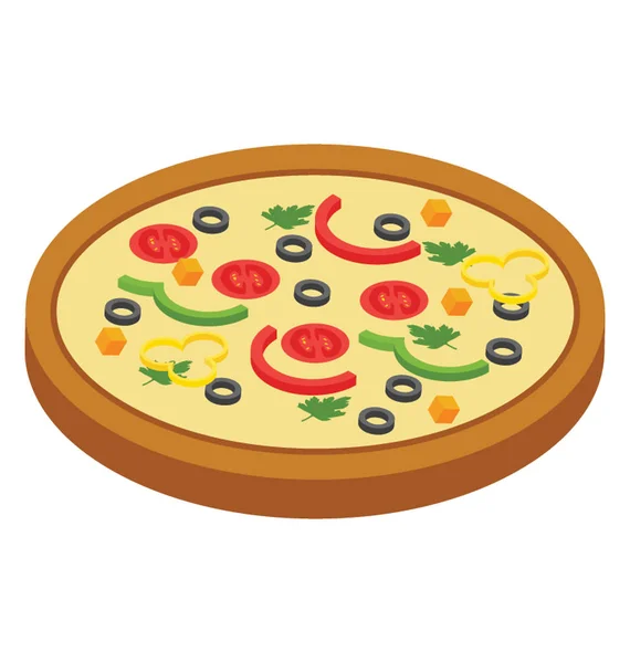 Pizza Flat Isometric Icon — Stock Vector