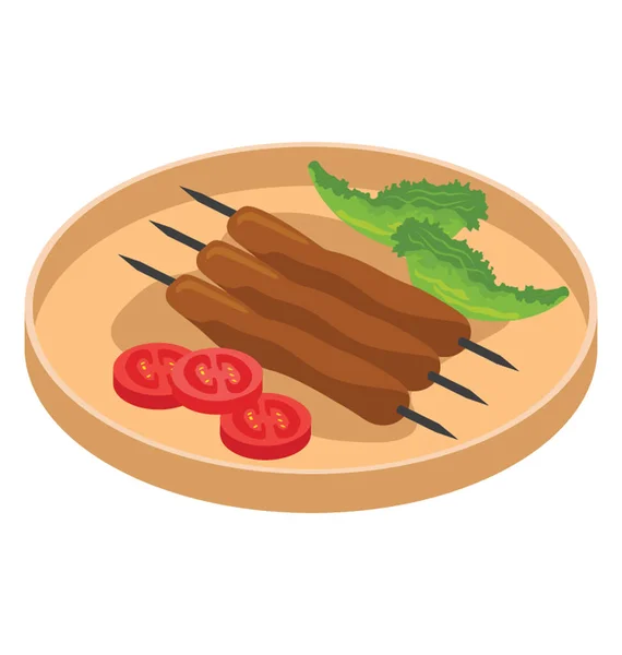 Flat Isometric Icon Barbeque Skewer — Stock Vector